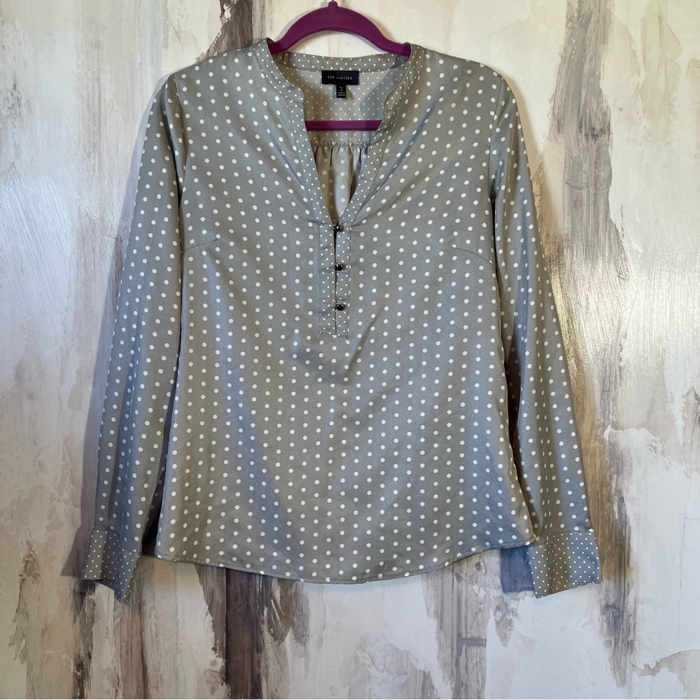 The Limited Long Sleeve Polka Dot Blouse Size Tall M